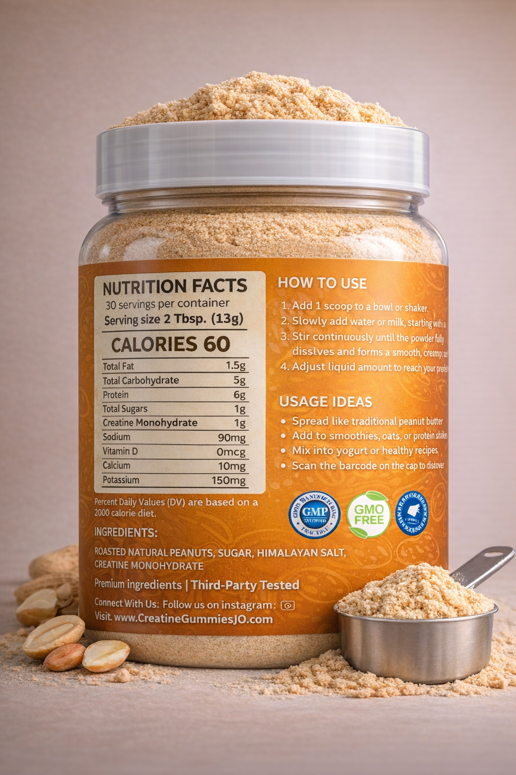 Peanut Butter Powder (400g) - Enhanced with creatine